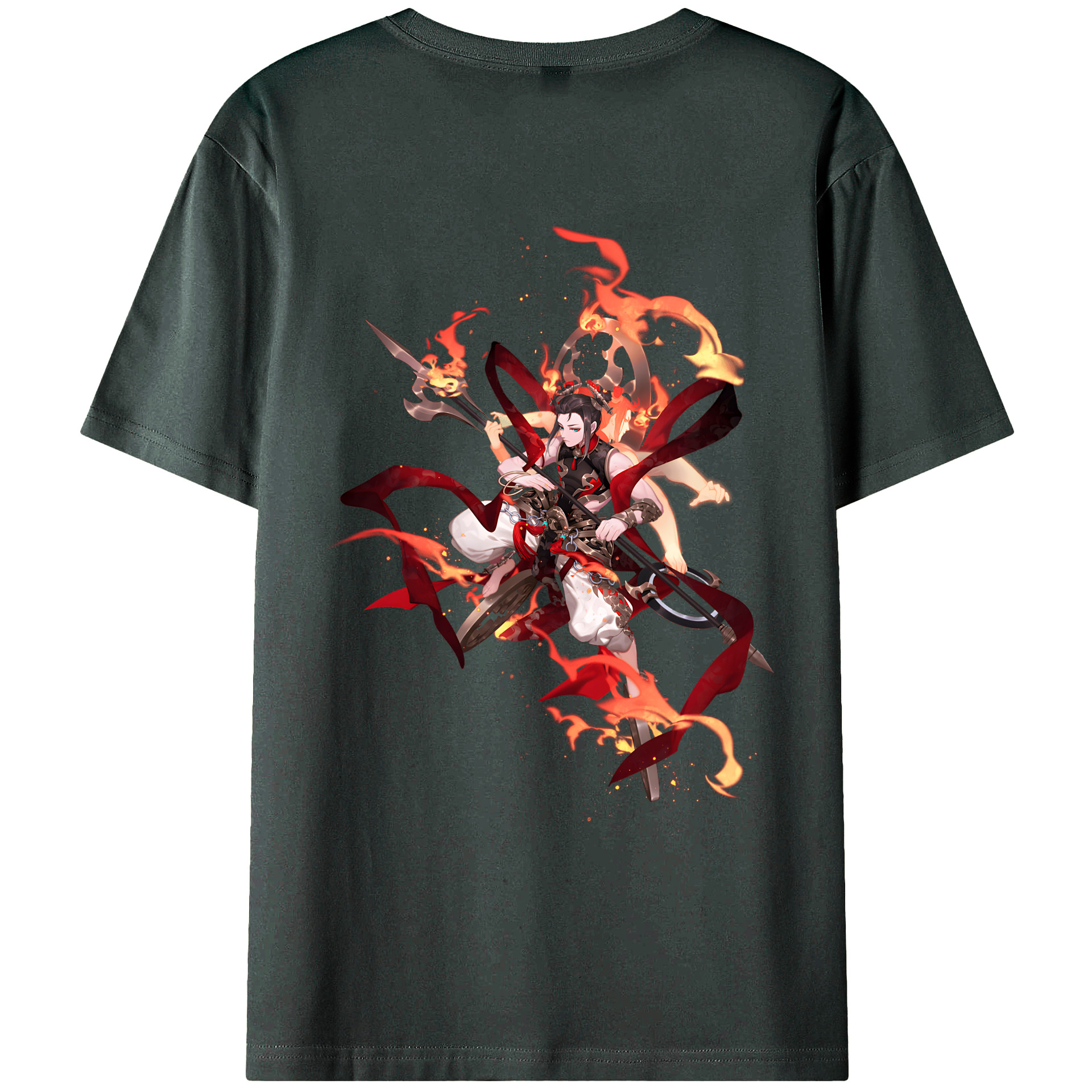 （画像用） Ne Zha 2 ナタ 魔童の大暴れ 綿100％ メンズ半袖Tシャツ（バックプリント） 通気性